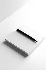 Blank notepad with pen, and white background.