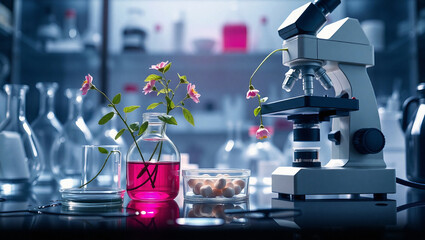 Naklejka premium bioscience and microbiology
