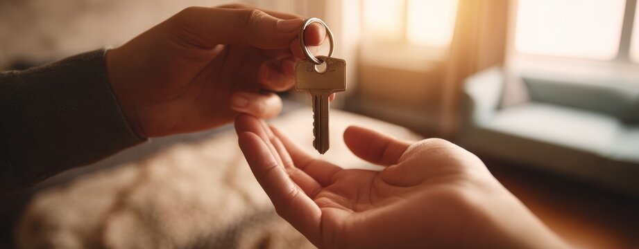The Key Being Handed Over in a Warm, Inviting Home Environment