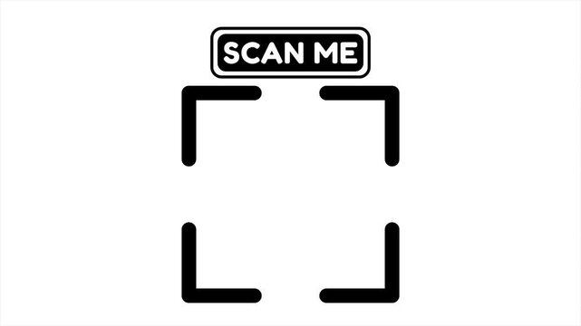 QR Code Scan Label animation. Scan QR Code line icon. Scan Me Text box mockup. Loop motion design