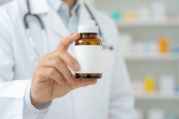 x-default Doctor Holding Medicine Bottle