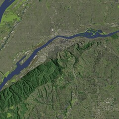 3D illustration of city and urban in Portland Oregon USA