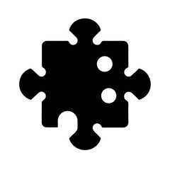 Minimal Puzzle Piece Silhouette Black Vector