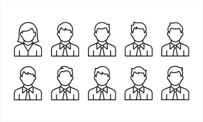 Team Avatar Icons – Business People Line Profile Set