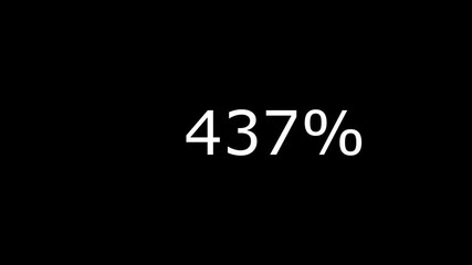 Animated Number Counter in Percentage from 0 to 850 Percent on Black Background.