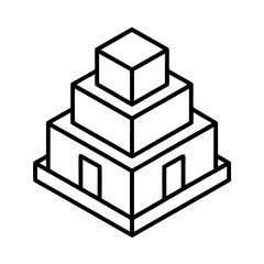 Wooden Building Block Outline Art Vector