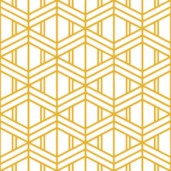 Abstract simple geometric vector seamless pattern with gold line texture on white background. Light modern simple wallpaper, bright tile backdrop, monochrome graphic element