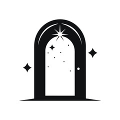 Sparkling magic portal silhouette door for enchanted stories and fantasy game elements