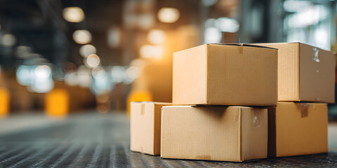 clearance sale, factory storage warehouse liquidation final markdown or discount. warehouse storage stock background with copy space on cardboard box