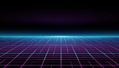 Grid view, digital landscape, background with stars, for future tech websites