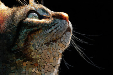 01.020.002.285.u8969375333 A mosaic cat composed of tiny glass tiles glowing 23d39371-7a95-4e4b-801d-57d59521f43a 0
