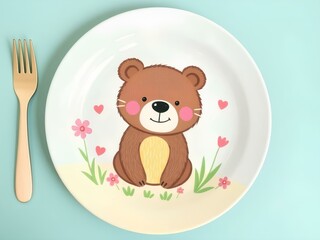 Plate with cute bear image