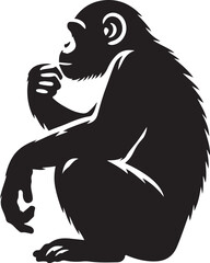Minimal Black Chimpanzee Silhouette Vector Icon