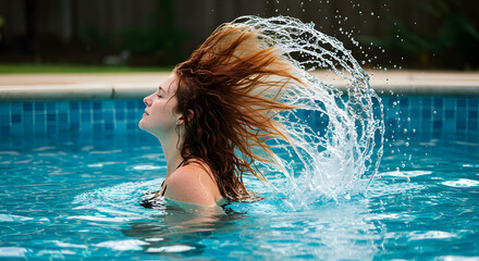 Hair Flip in Pool







