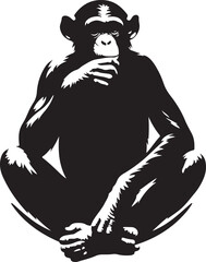 Minimal Black Chimpanzee Silhouette Vector Icon