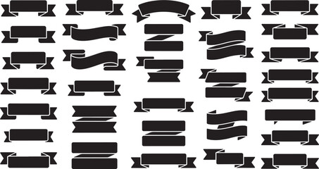 A versatile collection of black and white ribbon banners and vintage vector labels for design and decoration