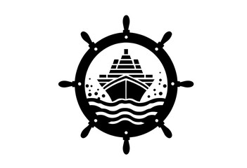 Fototapeta premium ship steering wheel on a white background