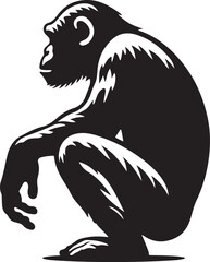 Minimal Black Chimpanzee Silhouette Vector Icon