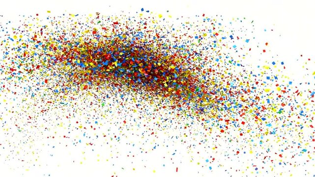 Colorful confetti explosion on white background