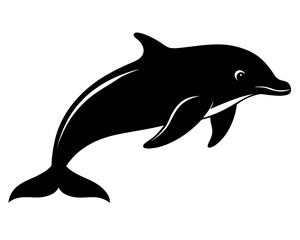 Fototapeta premium Beluga vector black animal silhouette on white background