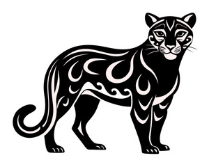 Obraz premium Ocelot vector black animal silhouette on white background