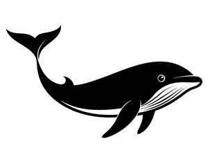 Fototapeta premium Whale vector black animal silhouette on white background