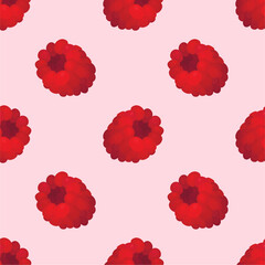 Seamless pattern with raspberries fruit.