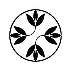Circle with double lines and dots silhouette for minimalist branding and icon design