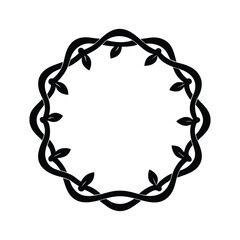 Frame made from flower vines silhouette for botanical design and elegant rustic decor