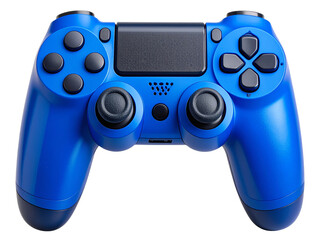 Angled Blue Gaming Controller with Glossy Finish, Isolated PNG

