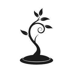 Swirling leafy frame silhouette coming from side for natural and organic card layouts