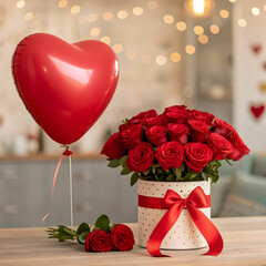 happy valentine day with rose on white background