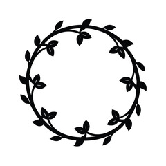 Flower vine border frame silhouette for rustic wedding invitations and nature inspired art