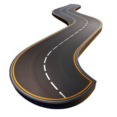 Winding Road with Curved Pathway isolated on transparent background Remove png