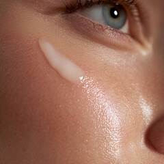 Fototapeta premium Close-up of face with cream under the eye