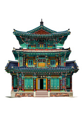 Obraz premium A meticulously crafted, vibrant architectural structure featuring ornate detailing and a