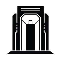 Futuristic sci fi automatic door silhouette for technology themes and modern architecture