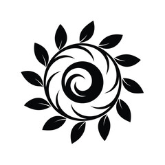 Creative abstract spiral floral frame silhouette for modern wedding and nature themes