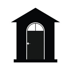 Half open stable door silhouette for farm architecture and rural environment graphics