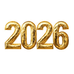 Golden 2026 New Year celebration design, isolated on a transparent background