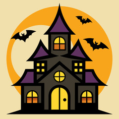 Abstract vector illustration of logo for celebrating children's holiday,halloween yellow pumpkin poster closeup on background.Halloween drawing consisting of tag,label,smile,monster,poster,face,party.