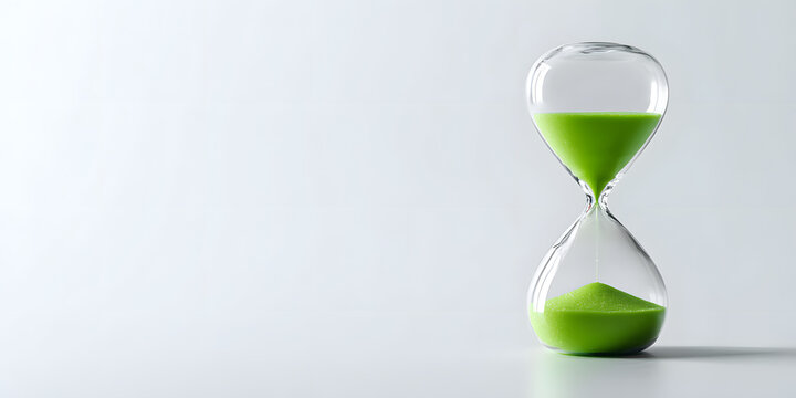 hourglass business finance investing background banner on white with copy space