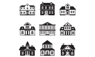 Black House Silhouette Vector Set