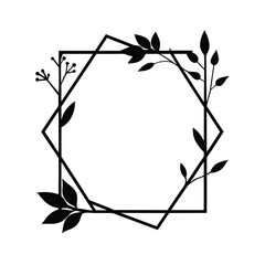 Geometric square frame silhouette with modern minimal style for trendy graphic projects