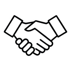 Naklejka premium Black and white outlined vector illustration depicting a handshake symbolizing agreement or partnership
