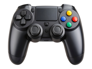 Modern Wireless Game Controller with Buttons and Joysticks, Isolated PNG