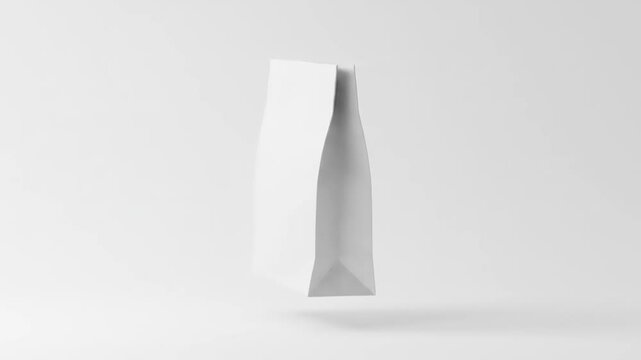 Minimalistic floating white bag against a soft background, emphasizing simplicity and modern design