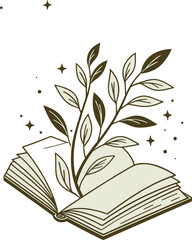 open book with leaves