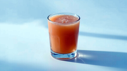  A glass of orange juice on a table
