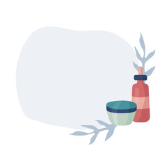 beauty care products with an abstract space and leaves